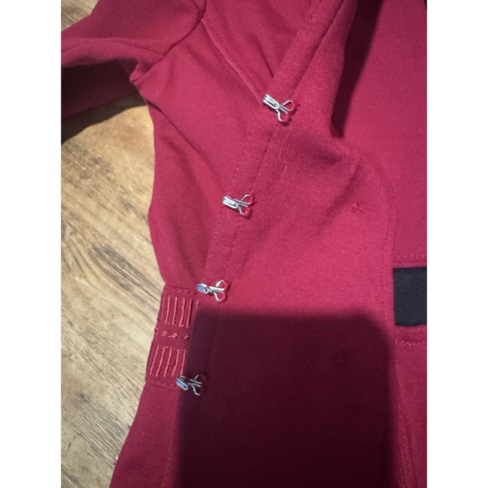 White House Black Market Military Style Blazer Sz 6 Long Sleeve Burgundy Stretch - Picture 9 of 14
